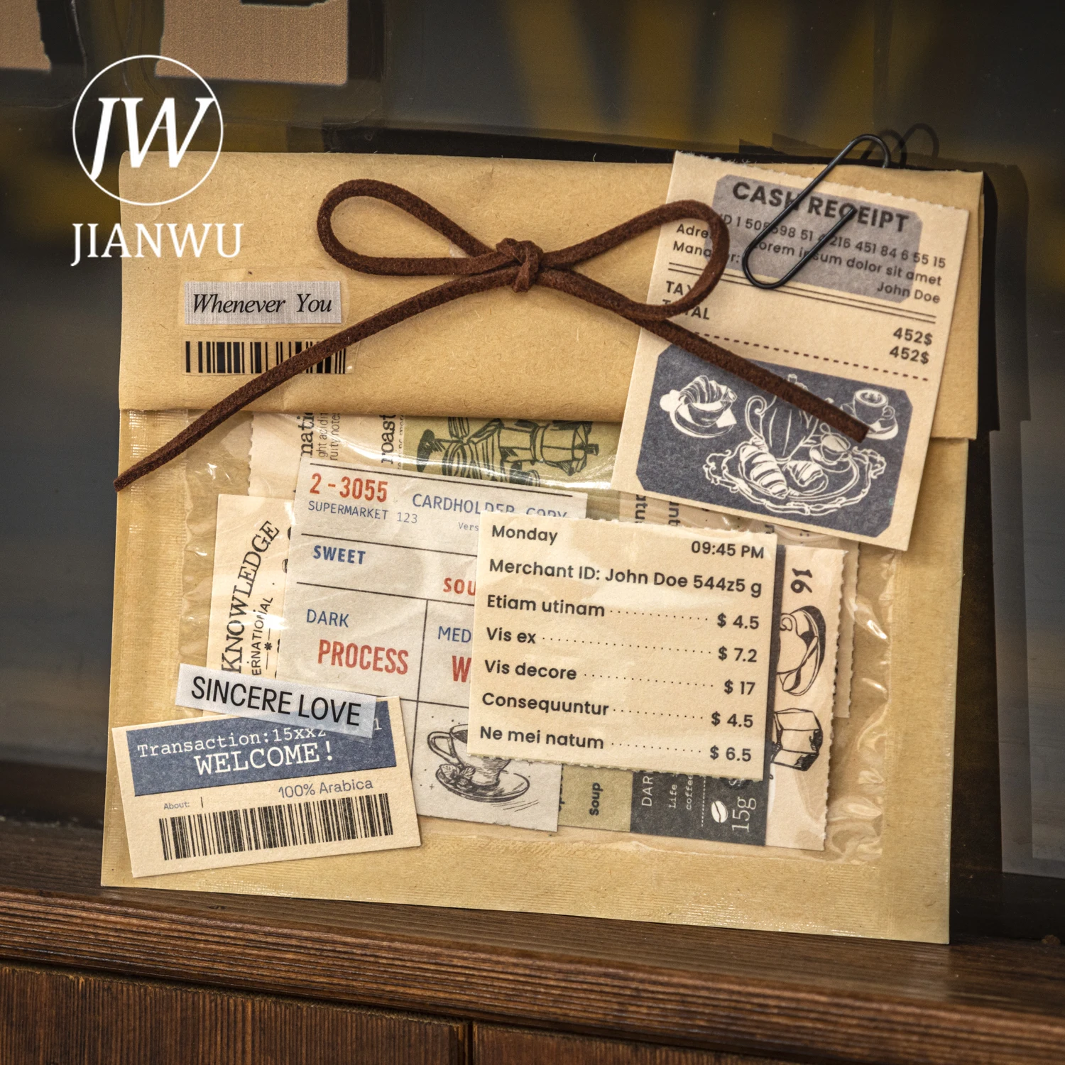 JIANWU 컵 오브 커피 이즈 무드 시리즈 빈티지 영어 라벨 풍경 소재 콜라주 메모 패드 창의적인 정크 저널 문구류