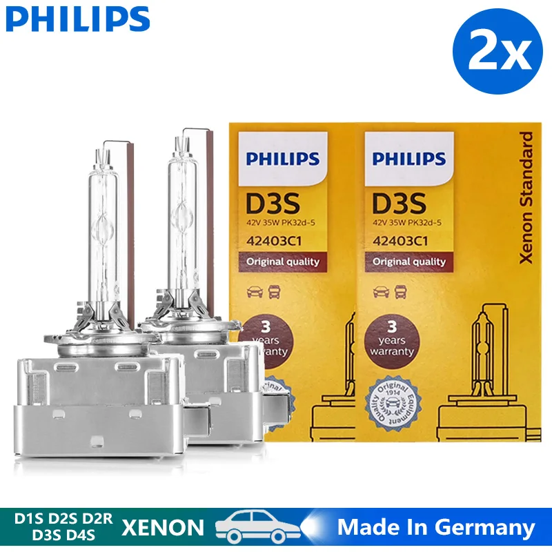

Philips 2pcs D1S D2S D2R D3S D4S Xenon HID Standard Car Head Light 35W 4200K Xenon White Original Bulbs Upgrade Lamps Germany
