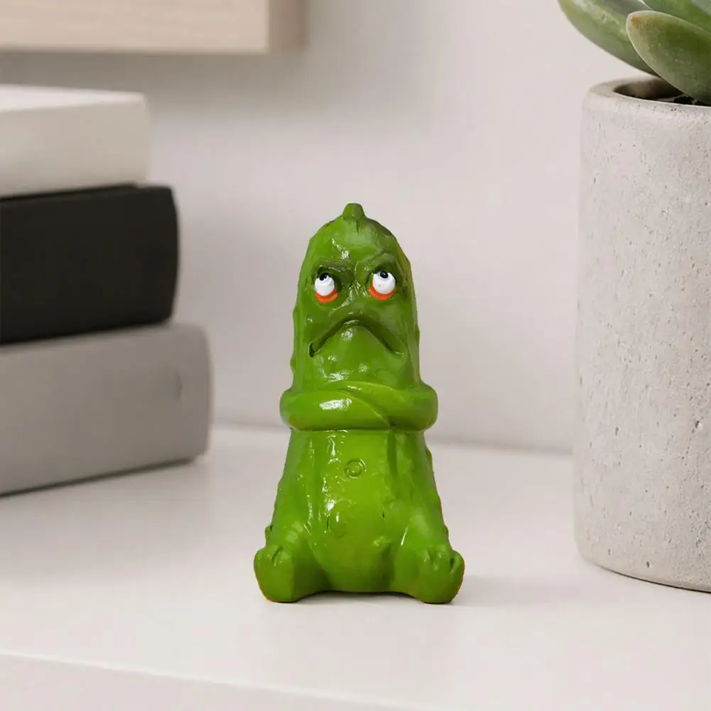 Pickle Ornament Decorative Pickle Figurine Funny Pickle Sculpture Decor Quirky Cucumber Statue Ornament Cute Resin for Home