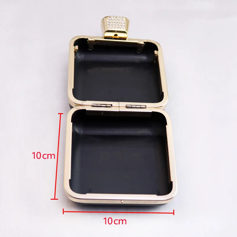 New Brand Small Mini Metal Box Clutches Purse Frame Black Plastic Shell Cover Diy Handbag Accessories Parts Obag Purse Handbag