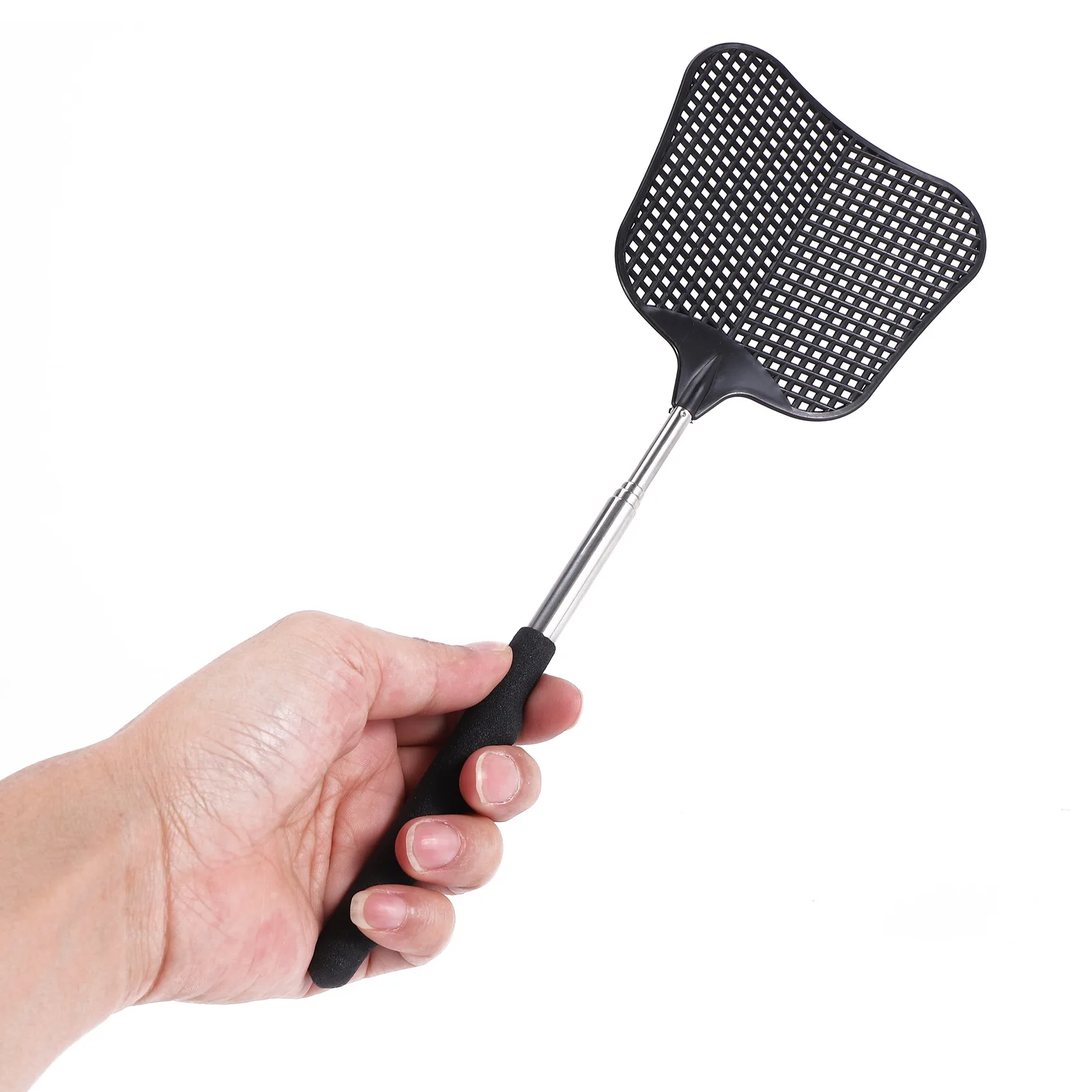 A98E-Mosquito And Fly Killing Plastic Fly Swatter Retractable Stainless Steel Rod, Suitable For Indoor And Outdoor Use (2 Pack)