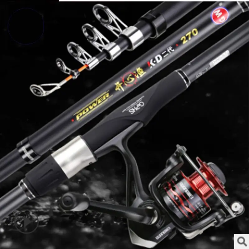 high quality 3.6m Portable Fishing Rod 99% telescopic carbon fiber fishing rod with reel