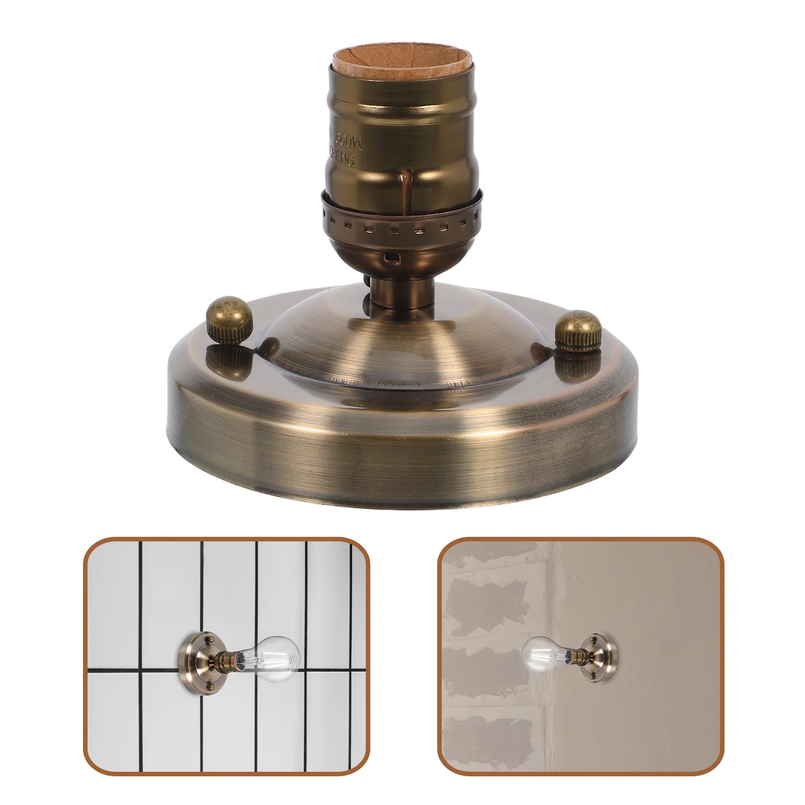 

2Pcs Vintage Wall Lamp Socket - Retro Pendant Light Holder with Sturdy Iron Build for Bedroom Hallway Kitchen Decorative