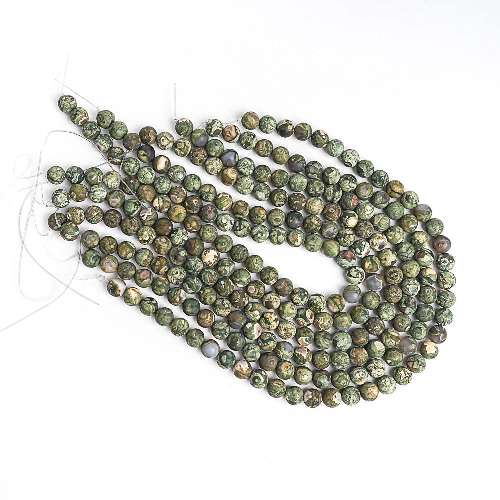 Natural Rhyolite Beads Strands Green Round Loose Beads For Jewelry Making DIY Bracelet Accessories 4/6/8/10MM