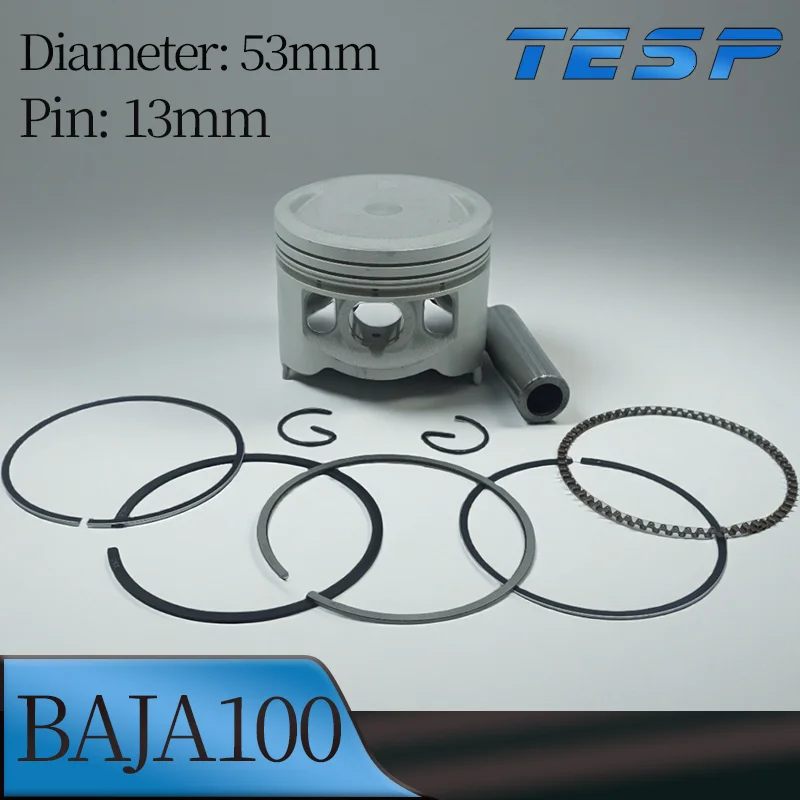 Kit de pistón de motocicleta para Honda Baja100 Baja 100, 53mm de diámetro, 13mm de orificio, piezas de cilindro de motor con conjunto de pistón y anillos
