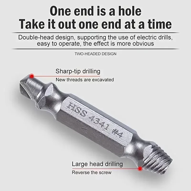 Broken Double Head Screw Extractor Sliding Thread And Broken Wire Remover 4341 Hexagon Drill Set Broken Wire Extractor