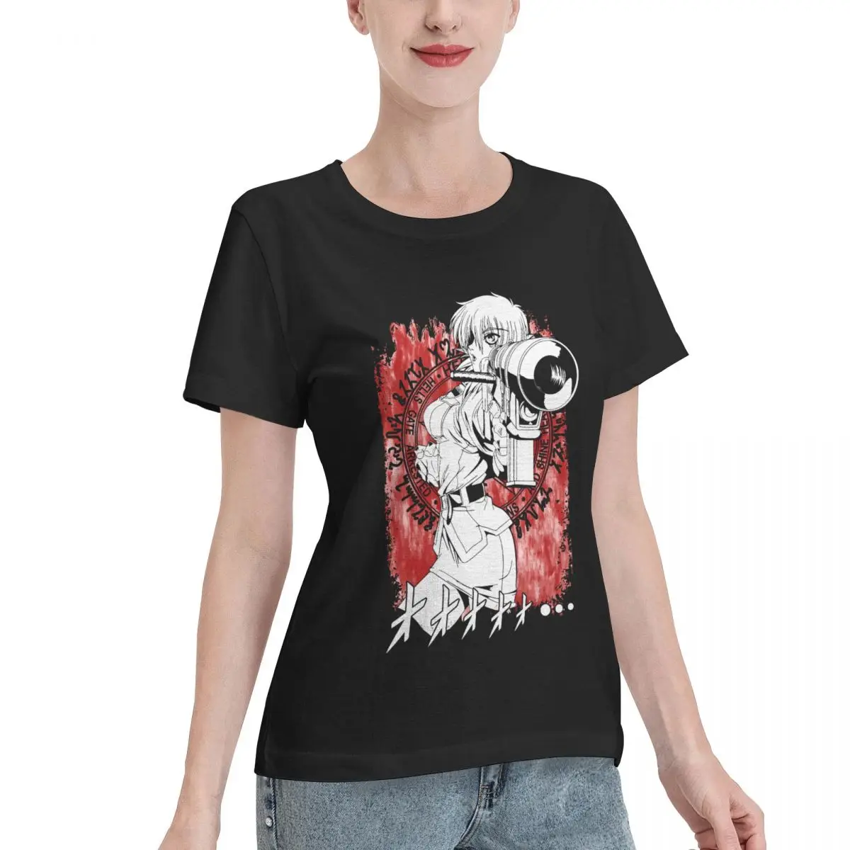 Popular On Social Hellsing Seras Victoria Anime Girl Women's T-shirt Inner Wear Wholesale Blank Tee
