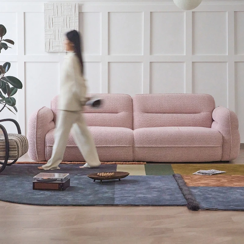 

Sofa cream style modern simple living room snowflake velvet fabric French log