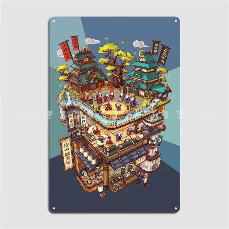 De Samurai Salmon Sushi Metal Sign Club Home Garage Club Ontwerpen Muurplaquette Tin Sign Poster