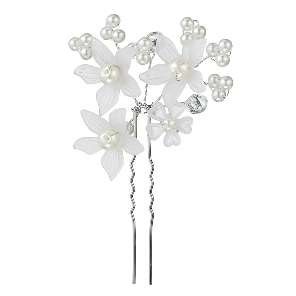 

2Pcs Bride Hair Clips U-Shaped Pearl Flower Hairpins Elegant Hair Accessories for Wedding Bridesmaid Daily Casual Fashionable