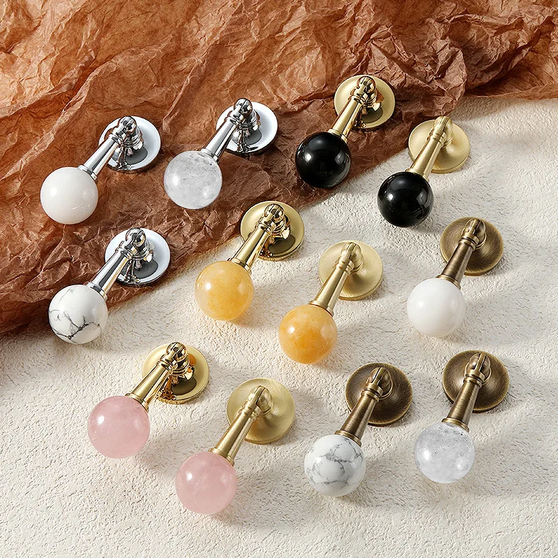 

Crystal Marble Pendant Handle French Light Luxury Modern Gold Wardrobe Door Pull
