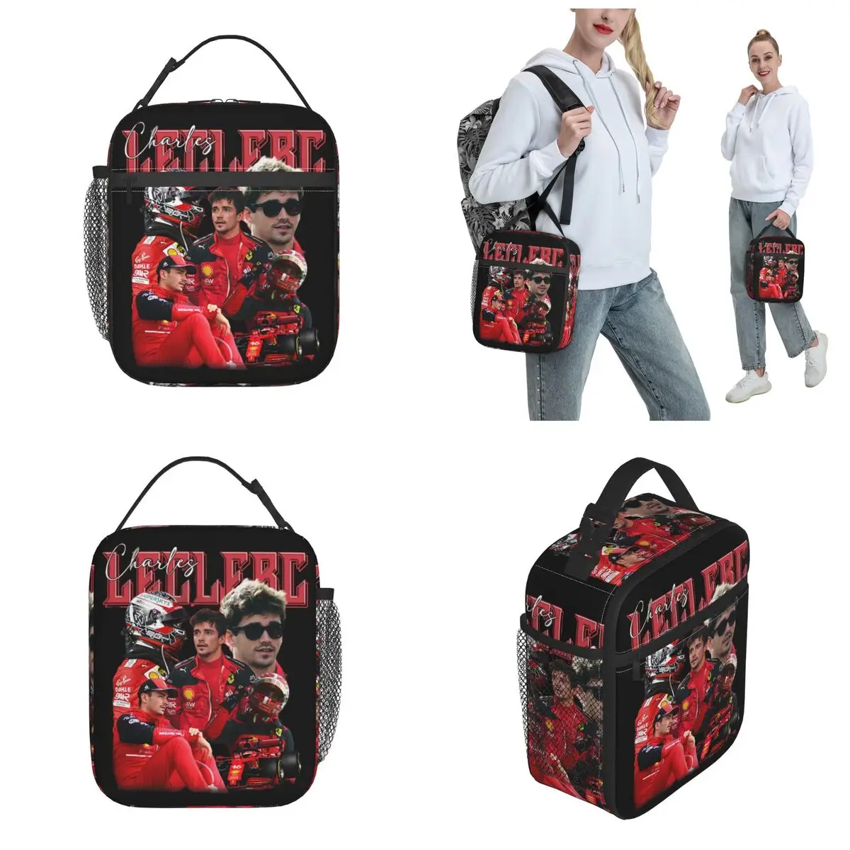 Charles Leclerc Bootleg Racing Thermal Insulated Lunch Bags for Travel F1 Racer Food Bag Container Cooler Thermal Lunch Boxes