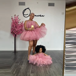 Extra Puffy Mother And Me Tulle Matching Dresses For Baby First   Birthday Party Mini Length Strapless Mom And Daugher Tutu Gown