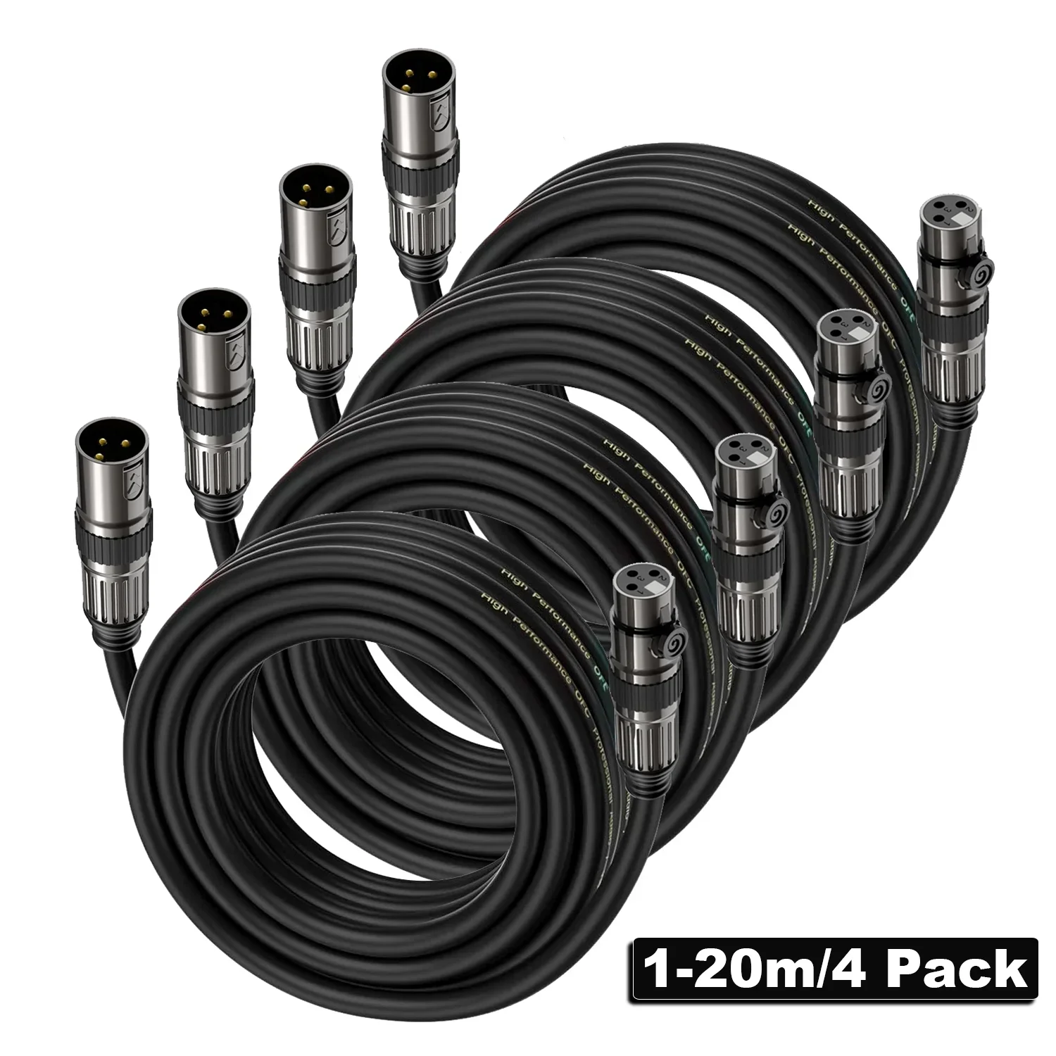 

XLR Cable 4 Pack XLR Microphone Cables 3-pin XLR Male To Female Balanced Mic Patch Cord for Speaker Mixer Amplifier Record Etc