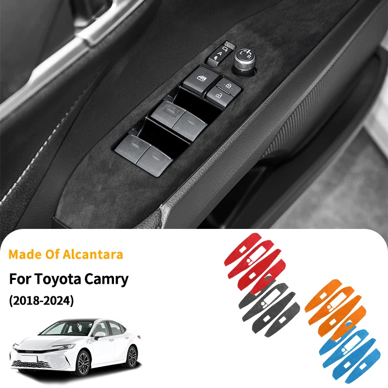 

For Toyota Camry (2018-2024) Window Switch Panel Trim Cover Sticker Anti Scratch Car Interior Tuning Accessory Made of Alcantara