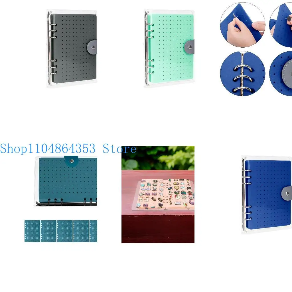 

652F Portable Sturdy Felt Pin Display Case with 6 Pages Stylish Brooch and Earring Organizers Accessory for Collectors