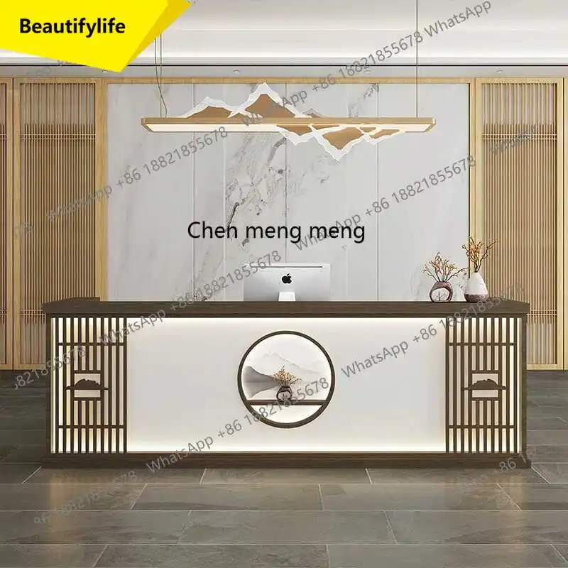 X188 الصينية فندق بار فندق مكتب الاستقبال B & B Caier حمام القدم متجر الخروج الصفحة مركز الصحة مكتب الاستقبال الخشب الصلب #1