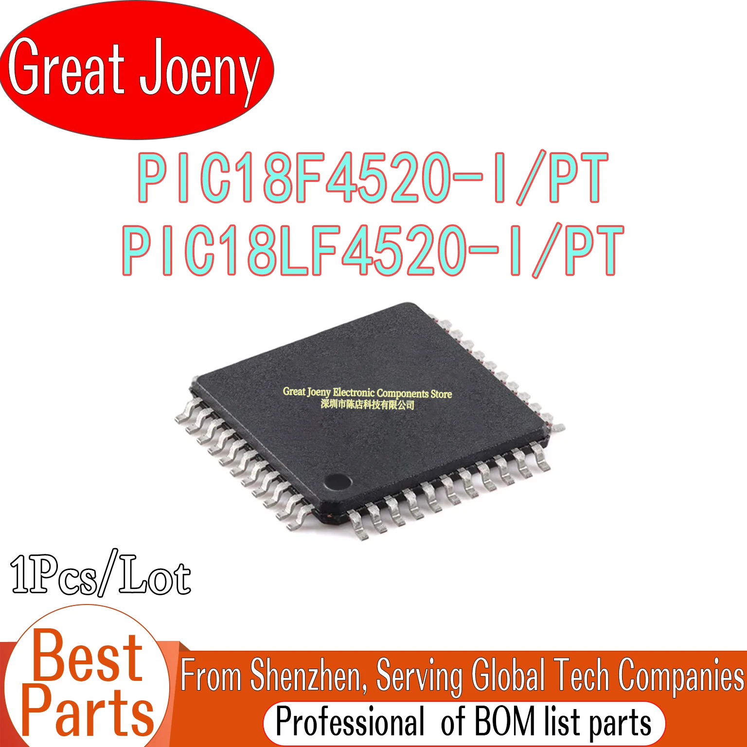 

100% New Original PIC18F4520 PIC18LF4520 PIC18F4520-I/PT PIC18LF4520-I/PT IC MCU Chipset TQFP-44