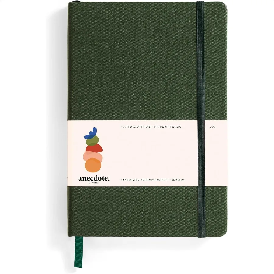 두꺼운 100gsm 용지의 하드커버 점선 노트, A5 사이즈(8.3인치 x 5.4인치), 여행, 학교용 일기장