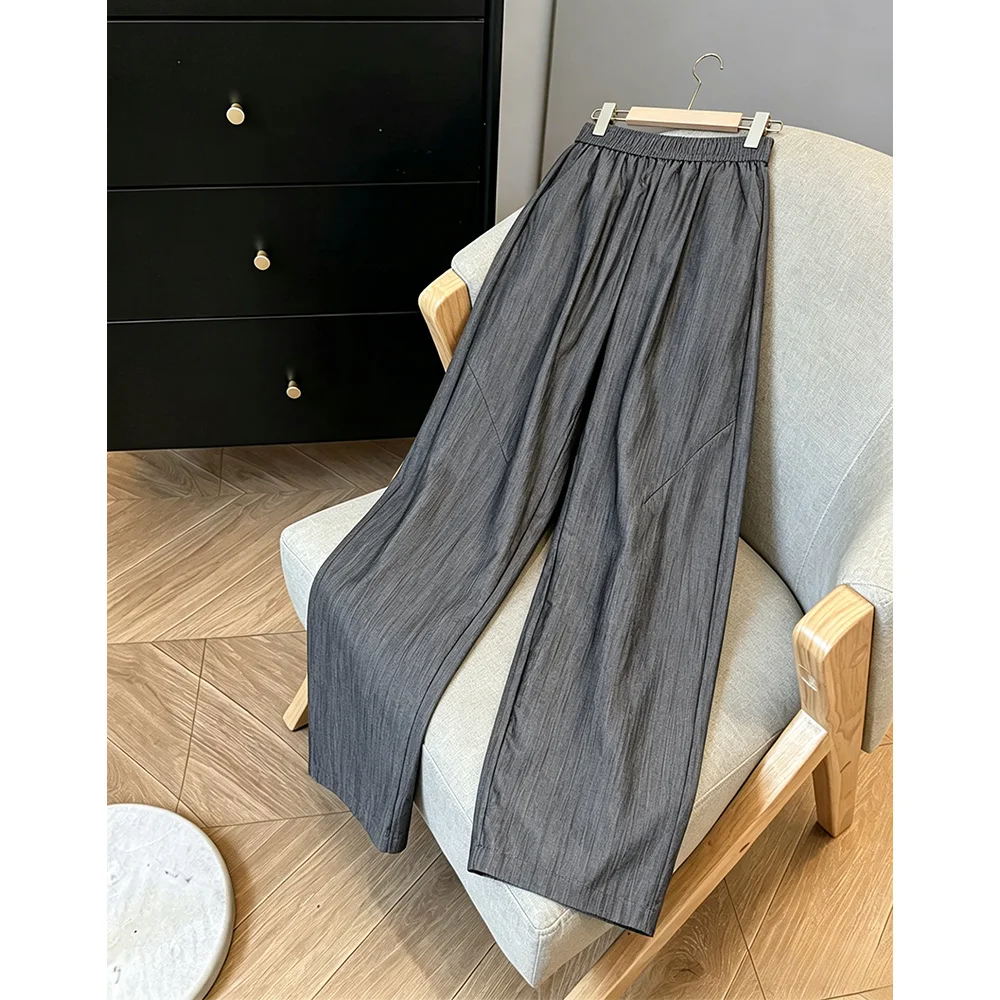 

plus Size Women's Summer New Straight Leg Cotton Linen Casual Pants Wide Leg Pants Lightweight Comfortable Artistic Style