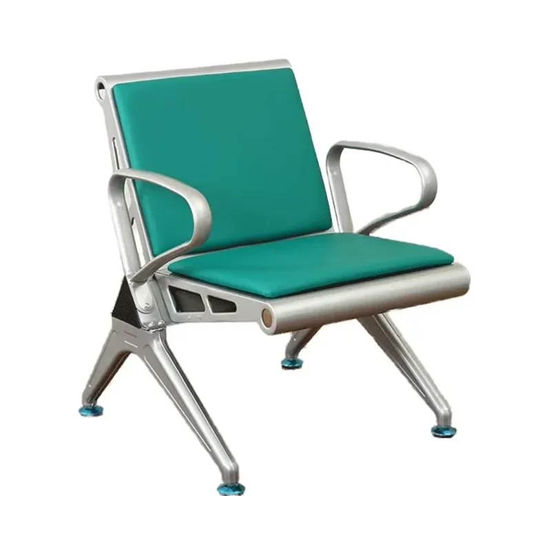 for Green Polyurethane Leather 3 Seater Airport Waiting Chair Hospital Cushion Stainless Steel Frame Durable Wood Plastic Metal
