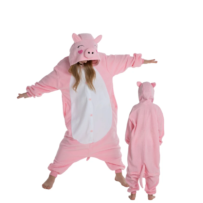 Kids Pink Cute Piggy Cartoon Cosplay One Piece Pajamas Kids Baby Animals Halloween Boys Girls Kigurumi Anime Pajamas