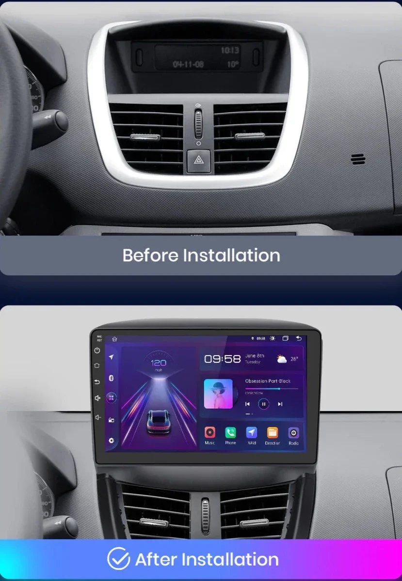 MAMSM For Peugeot 207 207CC 2006-2015 Android 13 Wireless CarPlay Auto Car Radio GPS Stereo Multimedia Player 2din Car video DVD