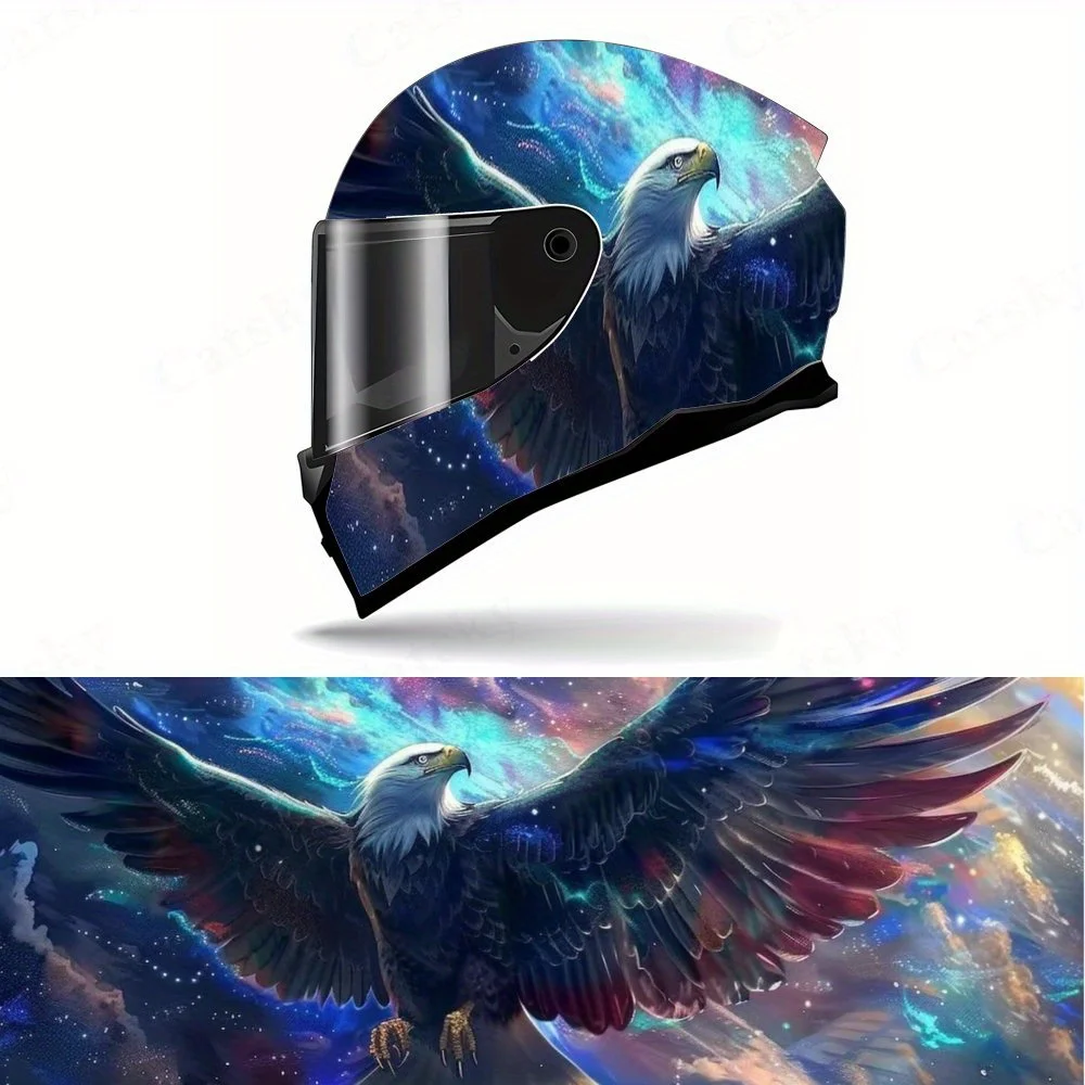 Star Dome Flying Eagle Helmet Sticker - Made of High-quality PVC, Realistic Details of Starry Sky Flying Eagle, A Must-have for