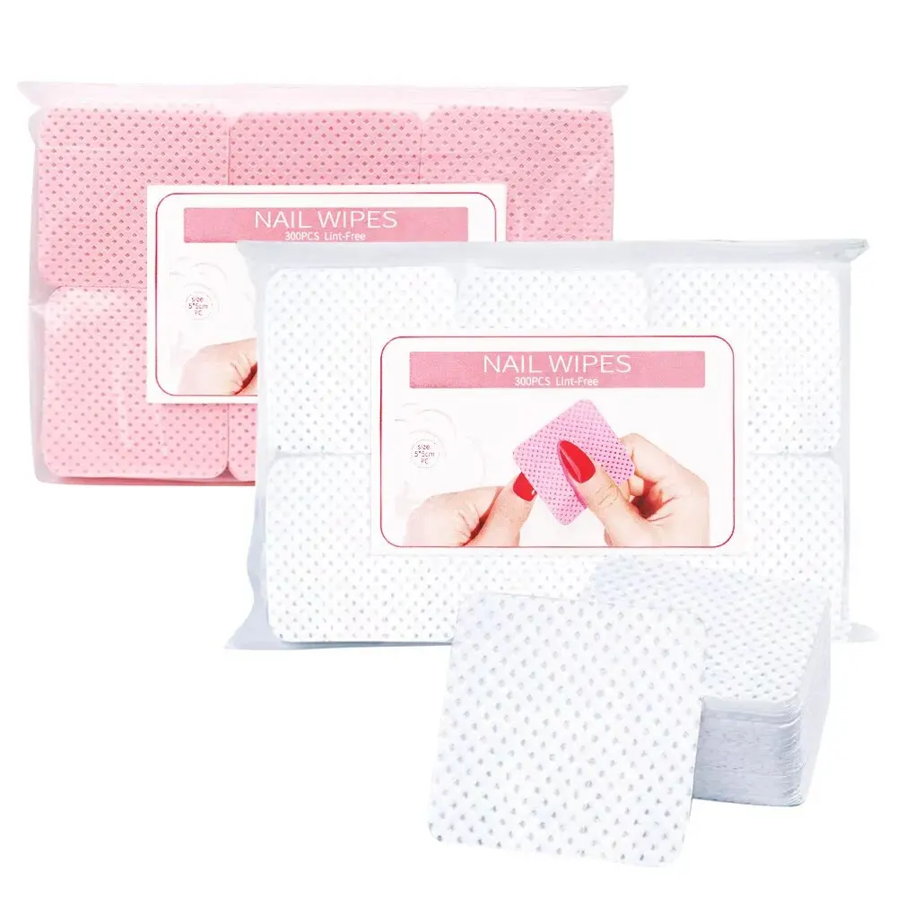 300pcs Nail Polish Remover Wipes Nail Cleaning Pads, Non Woven Nail Pads For Women Girl Beauty Salon