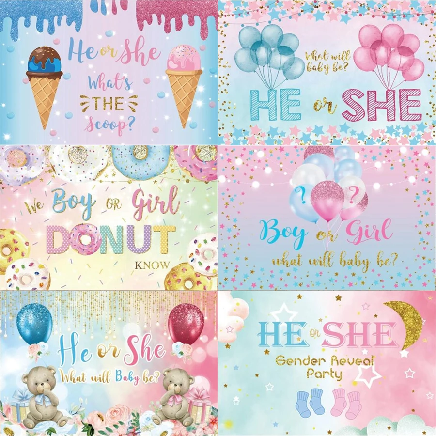 Photography Backdrop Gender Reveal Boy Or Girl First Tooth Baby Shower Party Decor Background Banner For Child Photo Studio