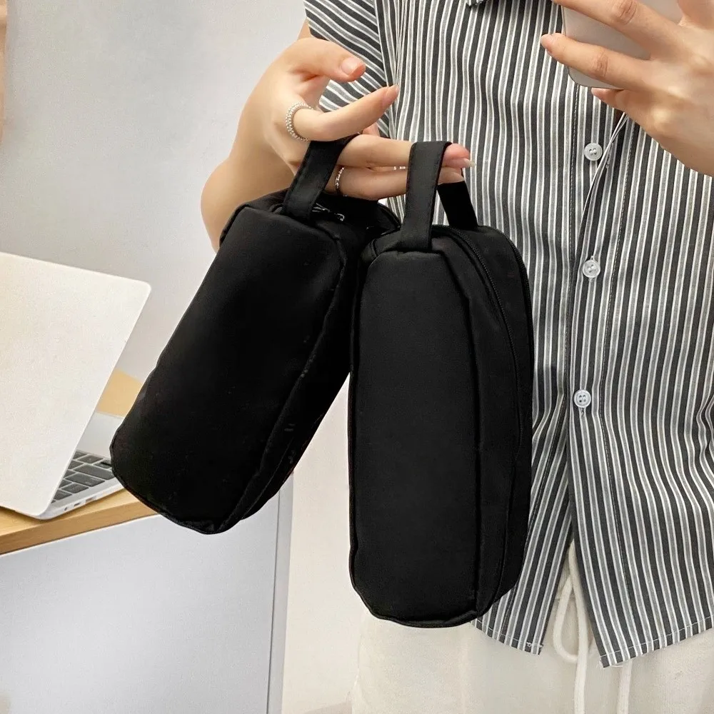 

Black Korean Stationery Bag Desktop Storage Large Capacity Multilayer Pencil Case Cosmetics Card Pen Wine Red