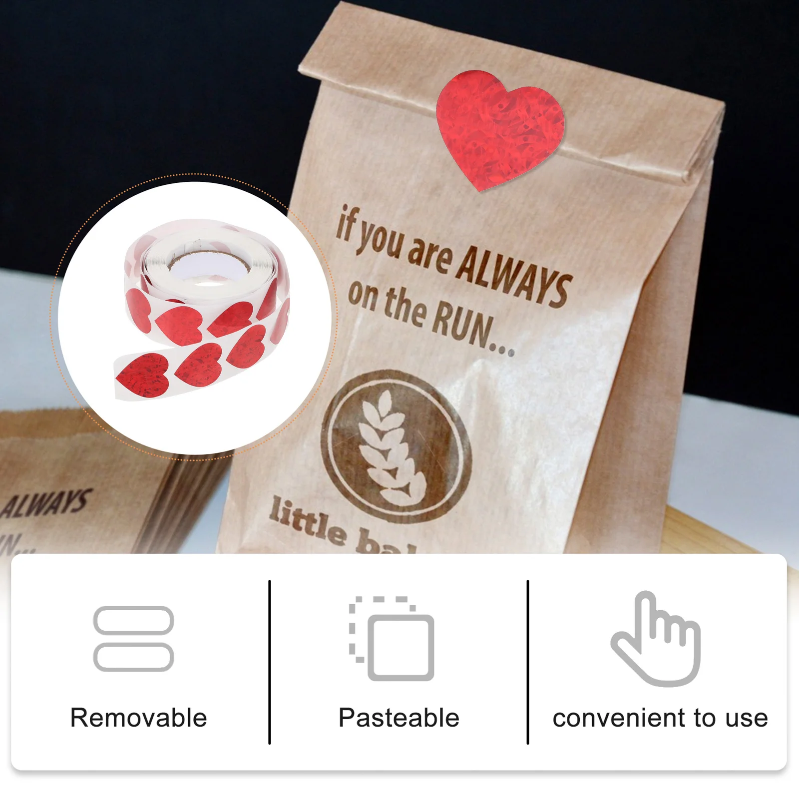 

500Pcs Heart Stickers Multi-Use Body Tanning Labels Gift Decorative Sealing Decals Valentine's Day Love Stickers