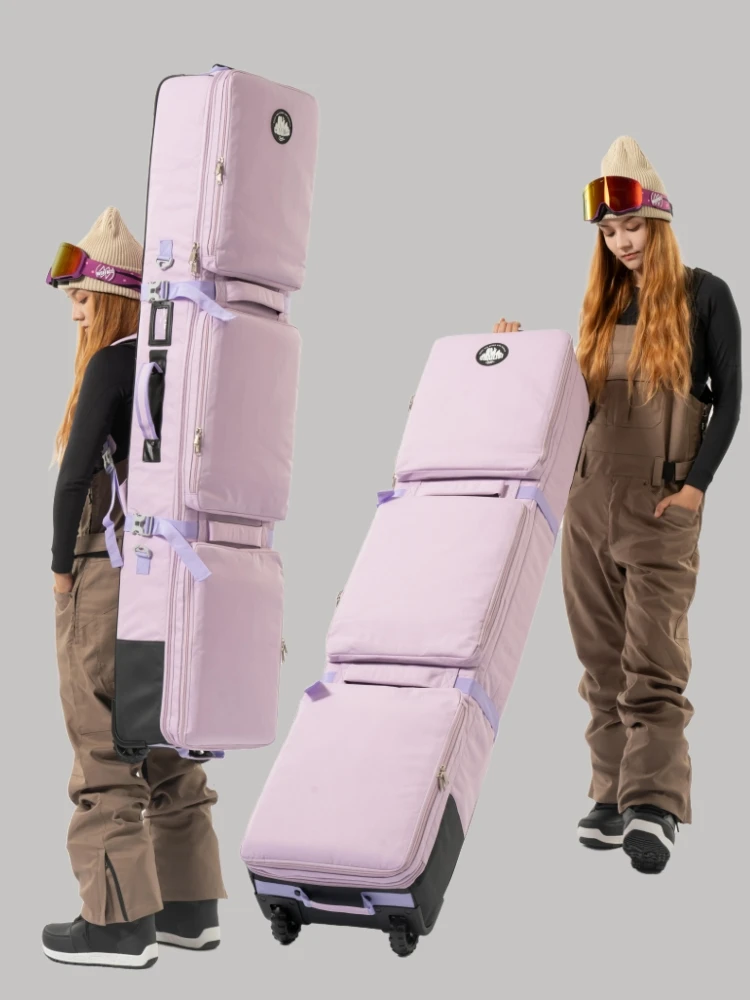 

Young Girls' Ski Bag with Wheels, Snowboard Bag, Backpack for Single Board and Double Board, High-Quality, Large, Easy-To-Carry Ski Equipment Suitcase, Single Shoulder Crossbody Snowboard Bag