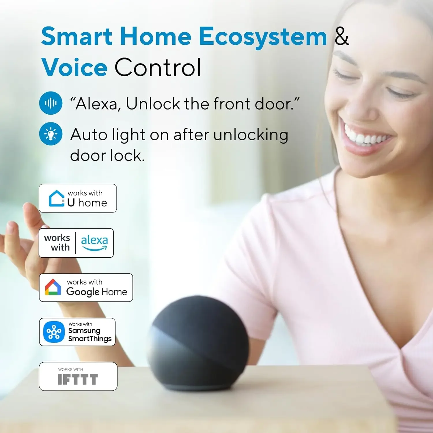 

U-Bolt Pro WiFi Smart Lock with Door Sensor, 8-in-1 Keyless Entry Door Lock with Fingerprint ID,