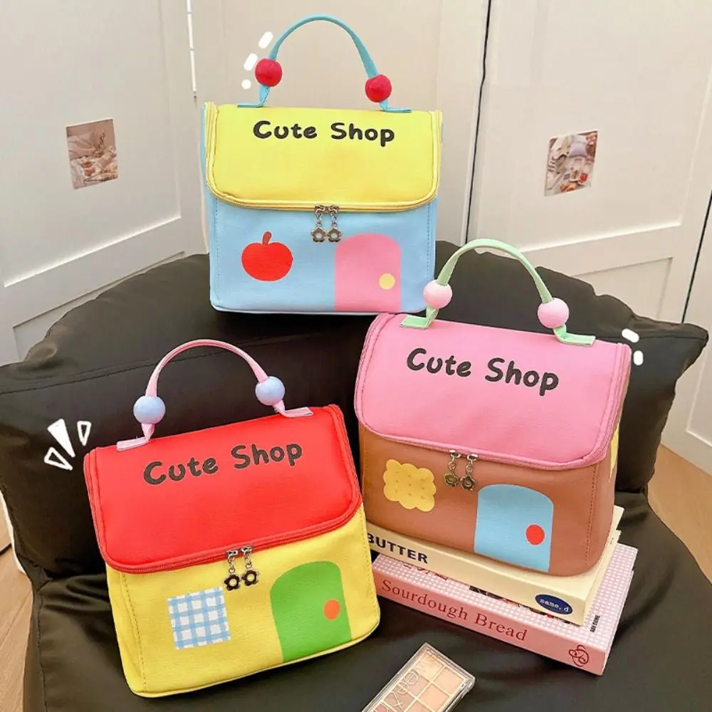 

Makeup Organizer House Shape Cartoon Cosmetic Bag Solid Color Handbag Toiletries Bag Korean Style Zipper Makeup Bags Outdoor