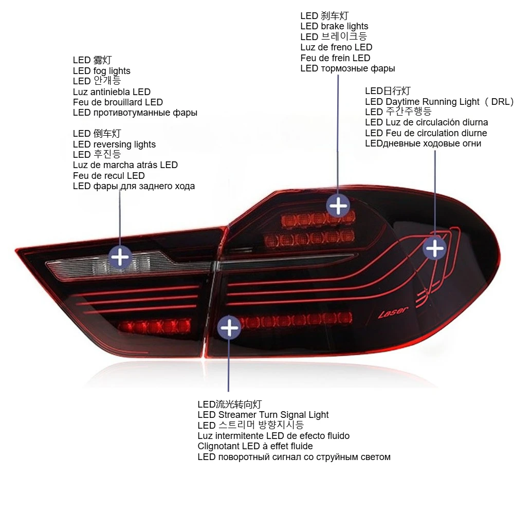 4pcs Car Taillights For BMW X4 F26 2014-2018 LED TailLamp Assembly XDrive Modified CSL Styling Rear Turn Signal Brake Fog Lights