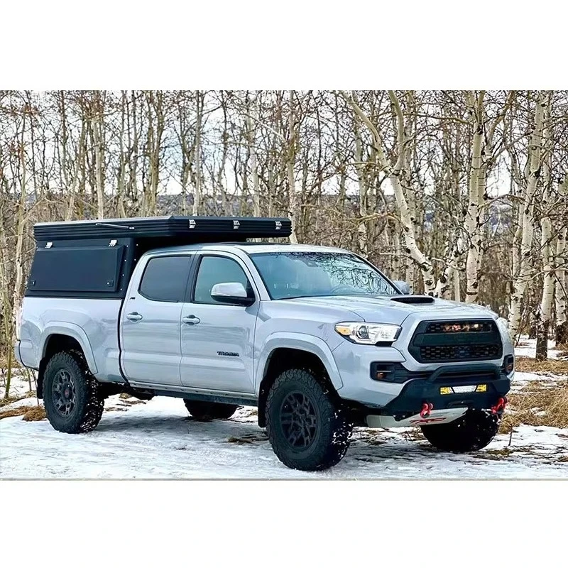Pickup Truck Bed Camper Canopy Shell Roof Top Tent Double Cab Black 4X4 Accessories Alu-cab Canopy Camper