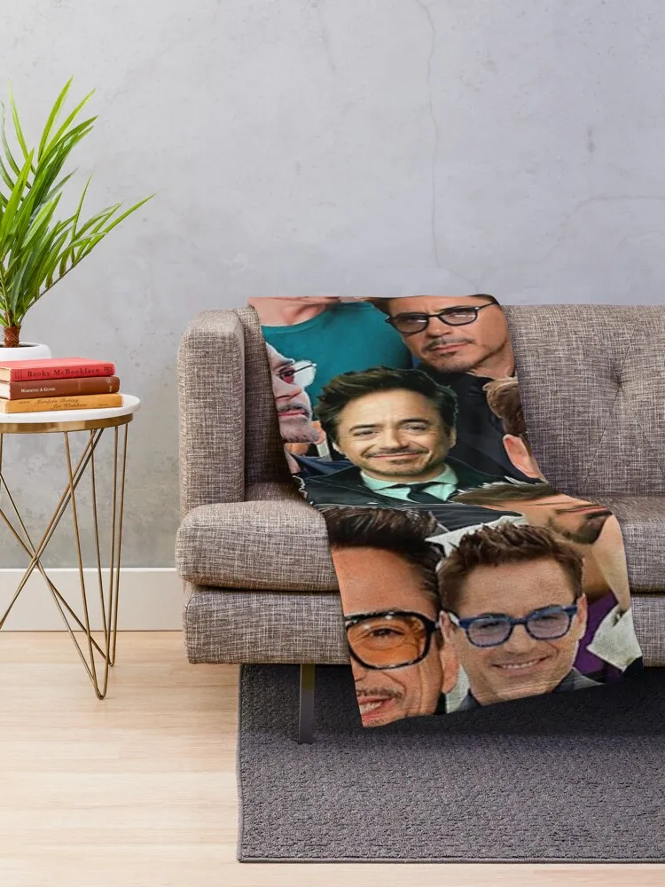 Robert Downey Jr. Photo Collage Throw Blanket Sofa Blanket Fluffy Blankets Large Beach Blanket Beautiful Blankets