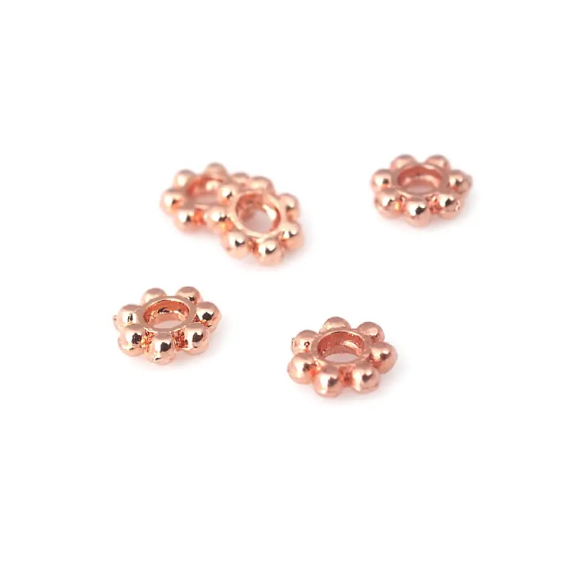 40PCS 4MM 5MM 6MM 7MM High Quality 18K Gold Color Silver Color Brass Bracelet Flower Spacer Beads Diy Jewelry Making Accessories