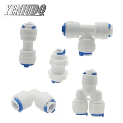 1pcs RO Water Hose Connection Straight Elbow Tee Cross 1/4