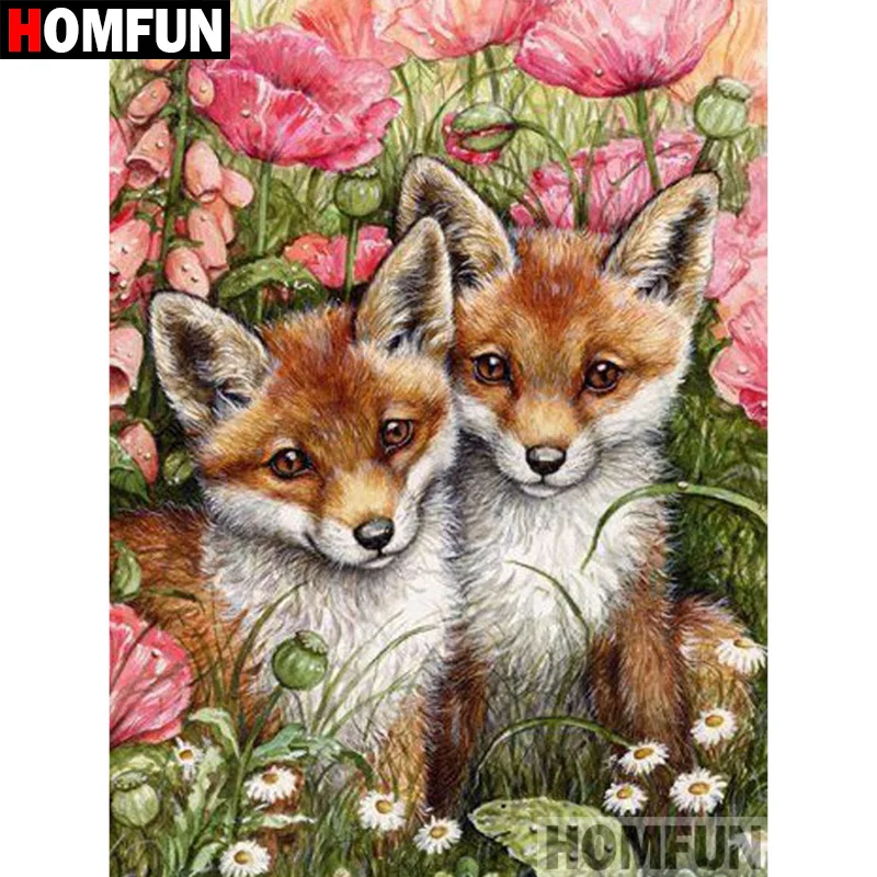 

HOMFUN 5D DIY алмазная живопись полная квадратная/круглая дрель "животное лиса" 3D вышивка крестиком подарок домашний декор A02538