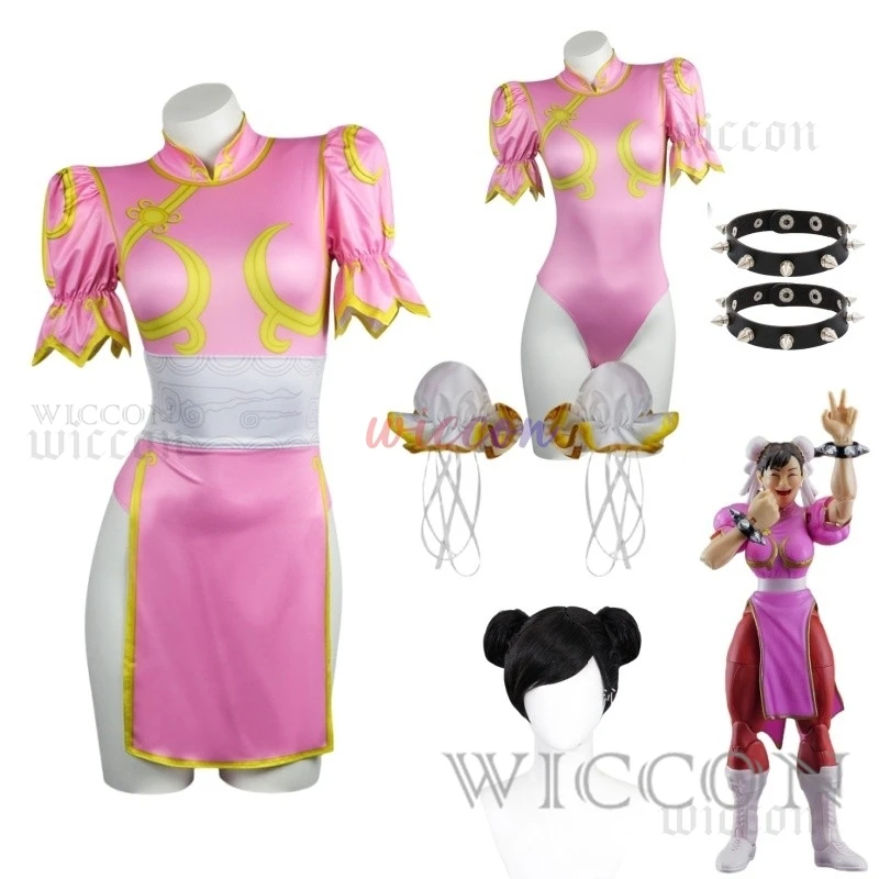 

Платье для косплея Chun Li, костюм для игры SF Chunli, розовый костюм Chun-Li, Cheongsam Chun-Li, женский наряд, костюм на Хэллоуин