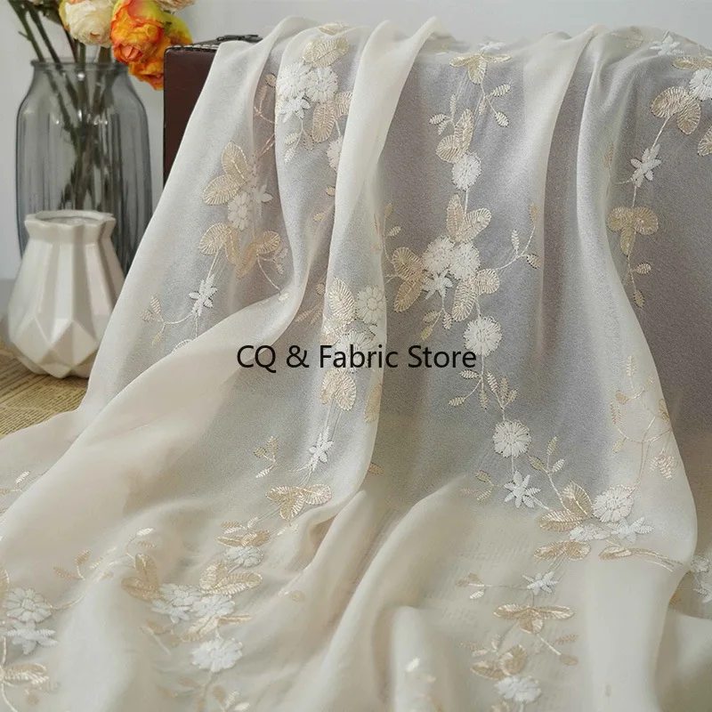 Soft flwoer Embroidered Floral Lace Fabric for Women's Dresses Skirt Apparel Sewing Fabric 1 Meter