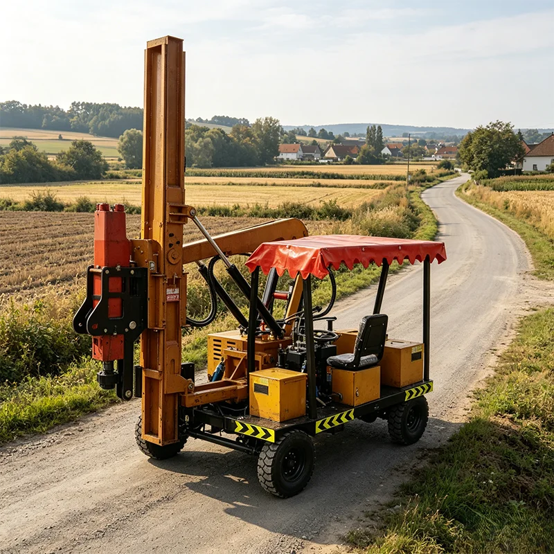 High Precision Guardrail Pile Driver Accurate Machine For Road Fence Post Installation Works