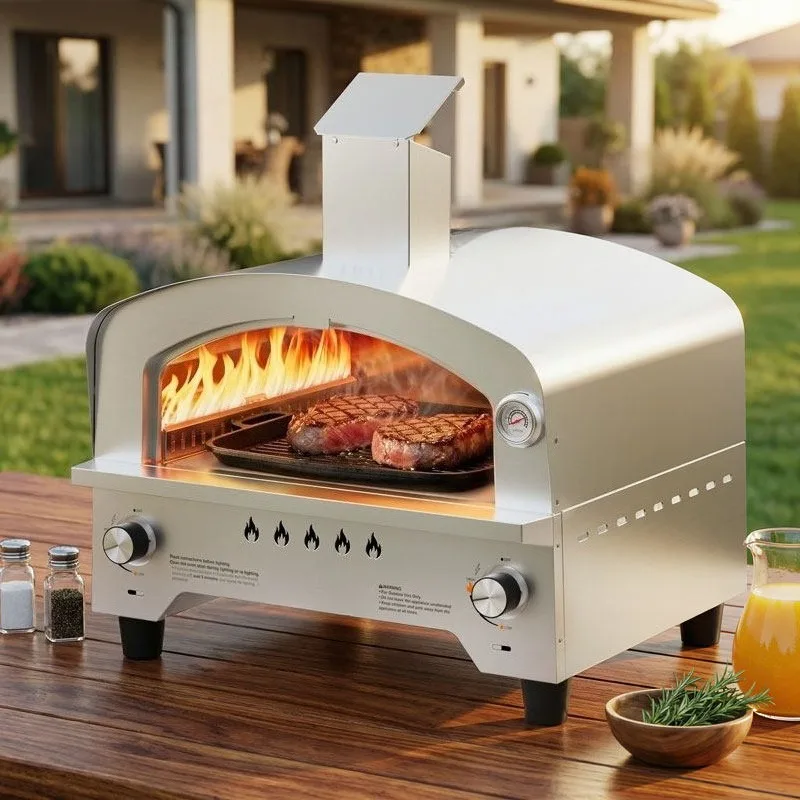 Large Gas Pizza Oven Stainless Steel Commercial Portable Outdoor Neapolitan Baking for Restaurant