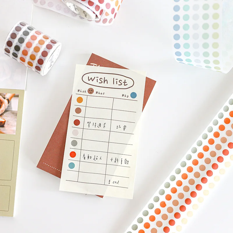 Morandi จุด Masking Washi เทปรอบตกแต่งกาวเทป Decora Scrapbooking สติกเกอร์ Label Stationery