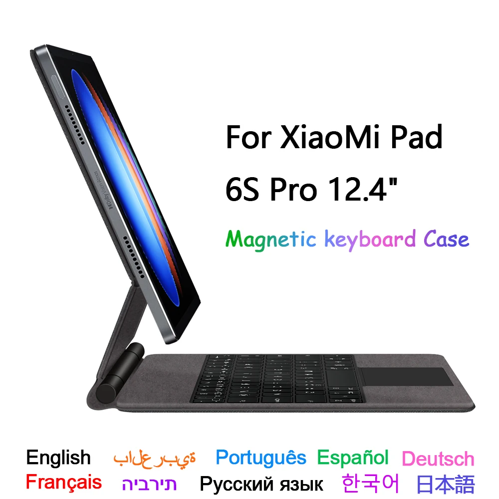 Folio Magic Keyboard For Xiaomi Mi Pad 6S Pro 12.4 Inch 2024 Case Portuguese Spanish French Korean Arabic German Smart Keyboard