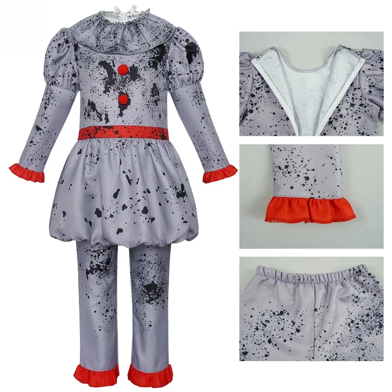 

ob IT Pennywise Cosplay Costume, Clown Outfit for Kids Adults Stage Show 158gj