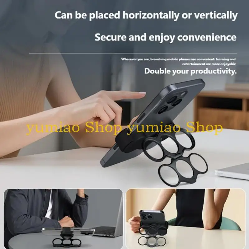 587B 360 Degree Rotating Clip On Phone Stand Foldable Stand Aluminum Holder For Video Watching And Photography