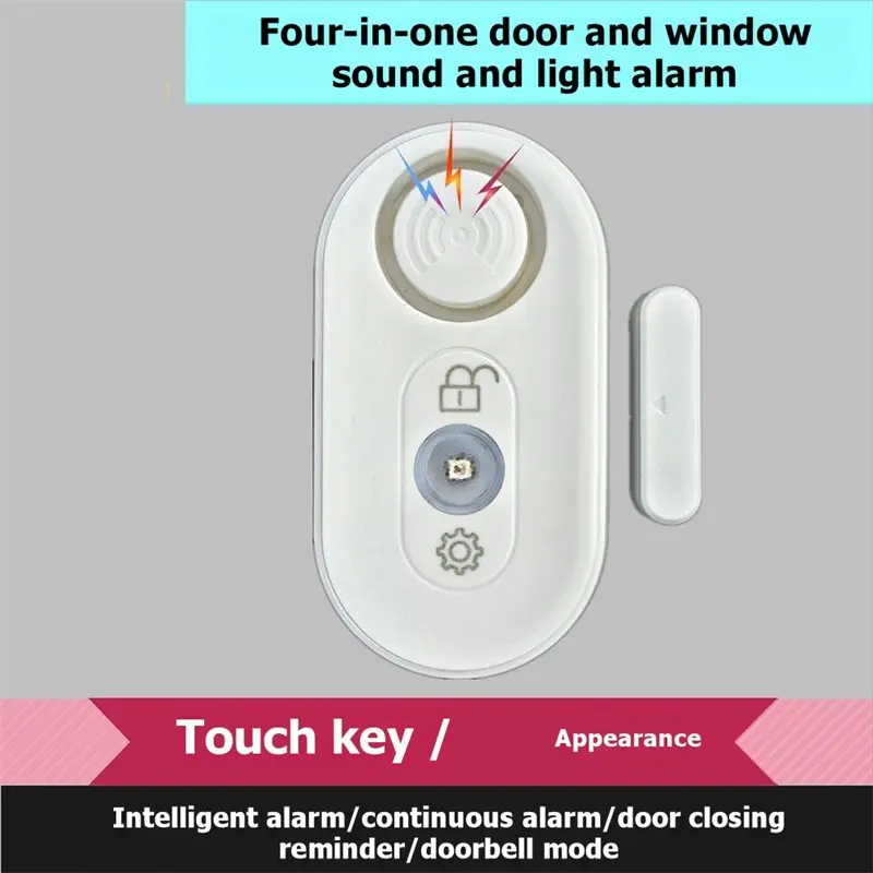 A92Z Alarm Sensor 4In1 Multi-Functional Magnetic Alarm Touch Button Door Window Sensor